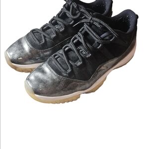 Jordan Black and Silver Athletic Shoes